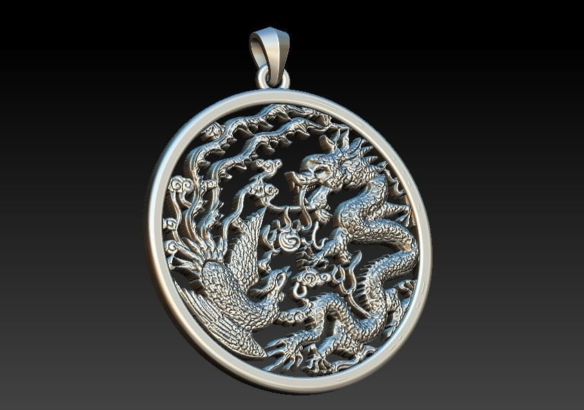 Phoenix And Dragon Pendant 3D print model_1