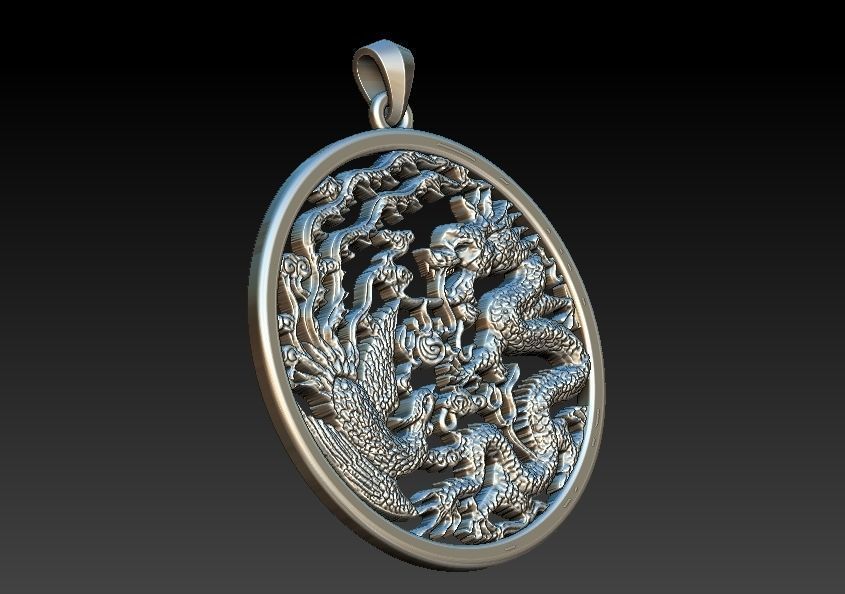 Phoenix And Dragon Pendant 3D print model_2