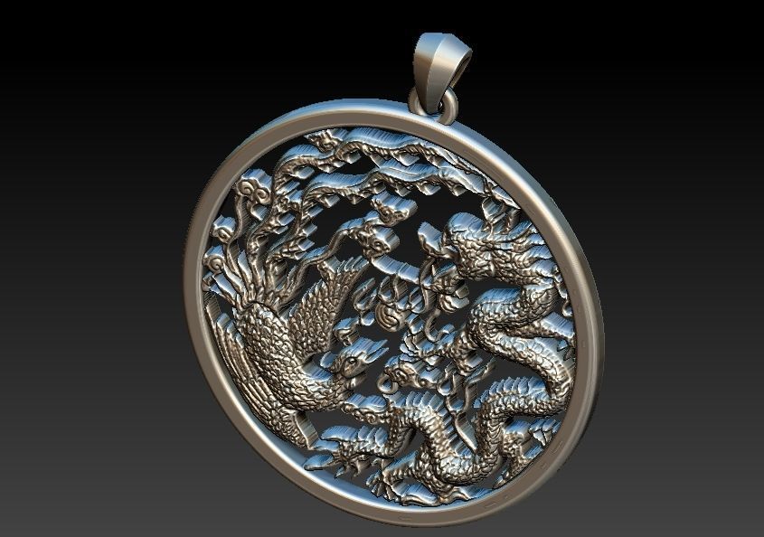 Phoenix And Dragon Pendant 3D print model_19