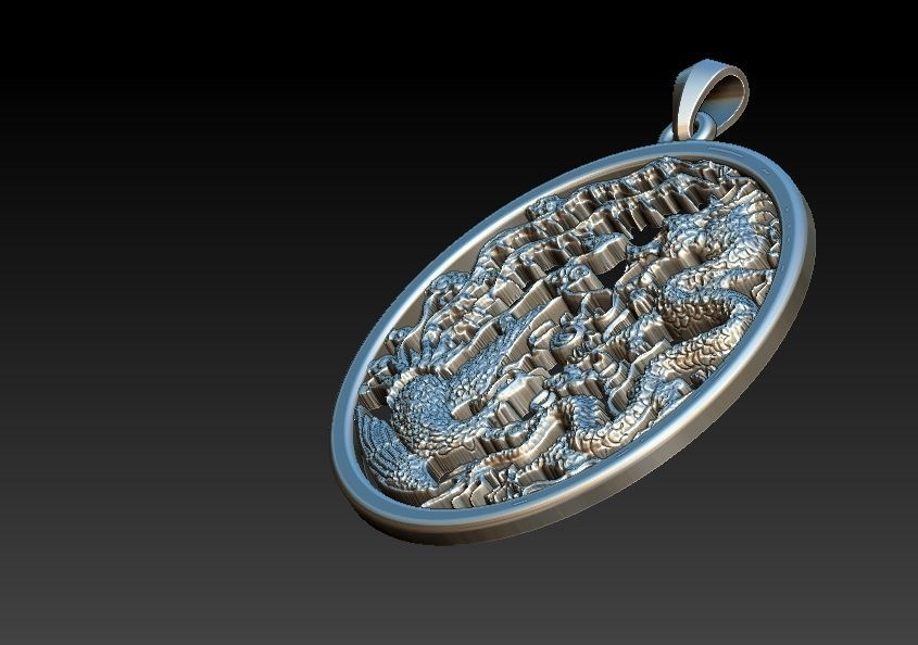 Phoenix And Dragon Pendant 3D print model_17