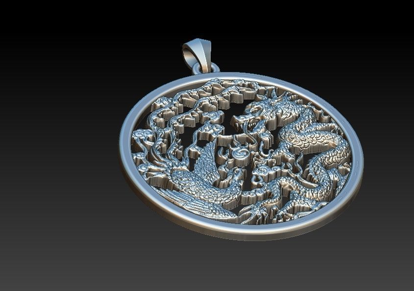 Phoenix And Dragon Pendant 3D print model_16