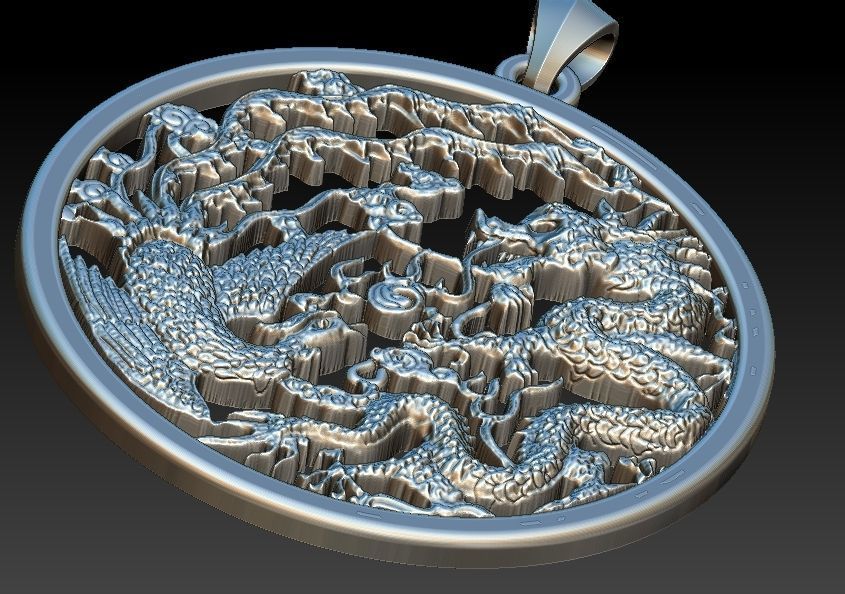 Phoenix And Dragon Pendant 3D print model_4