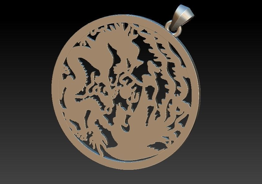 Phoenix And Dragon Pendant 3D print model_10