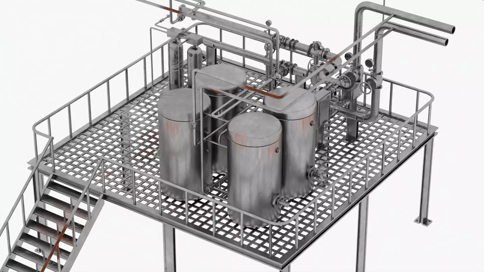 Factory Industrial Kitbash Low-poly 3D model_0