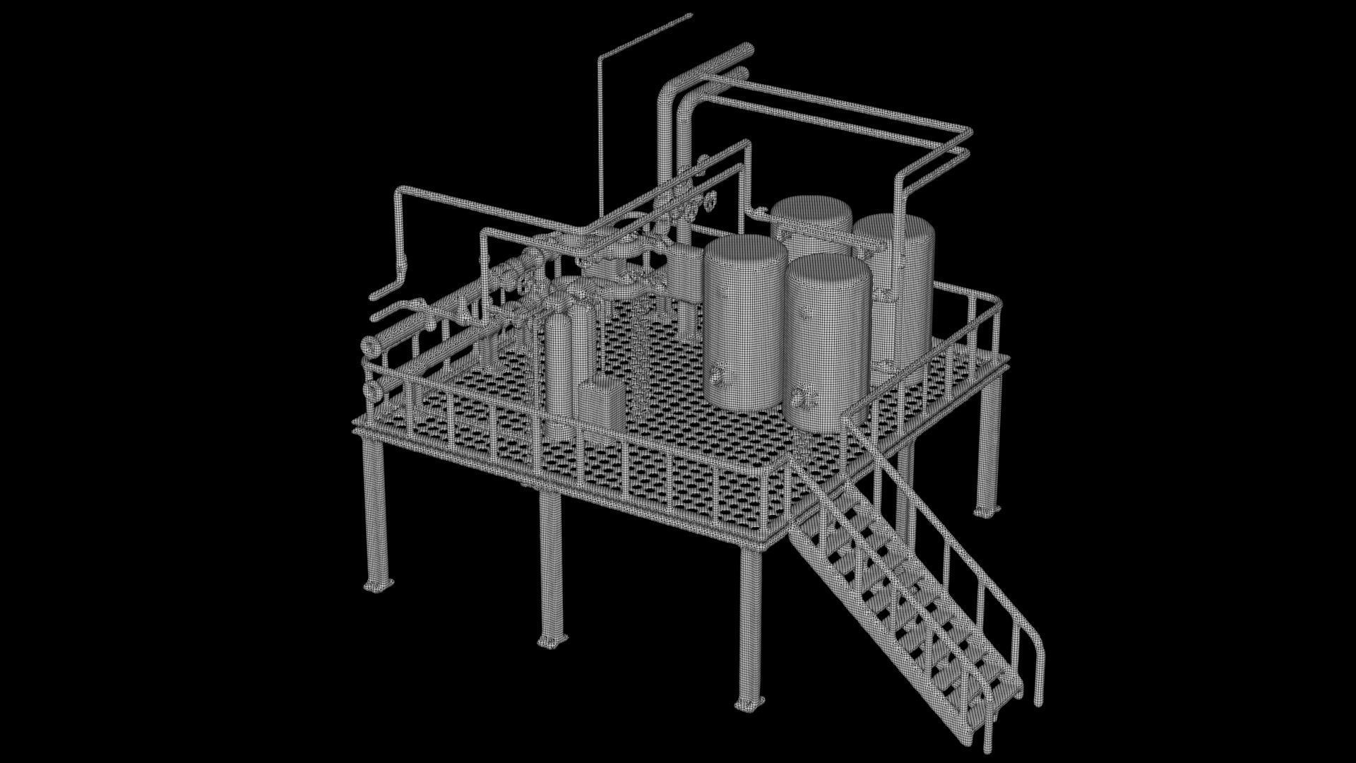 Factory Industrial Kitbash Low-poly 3D model_10