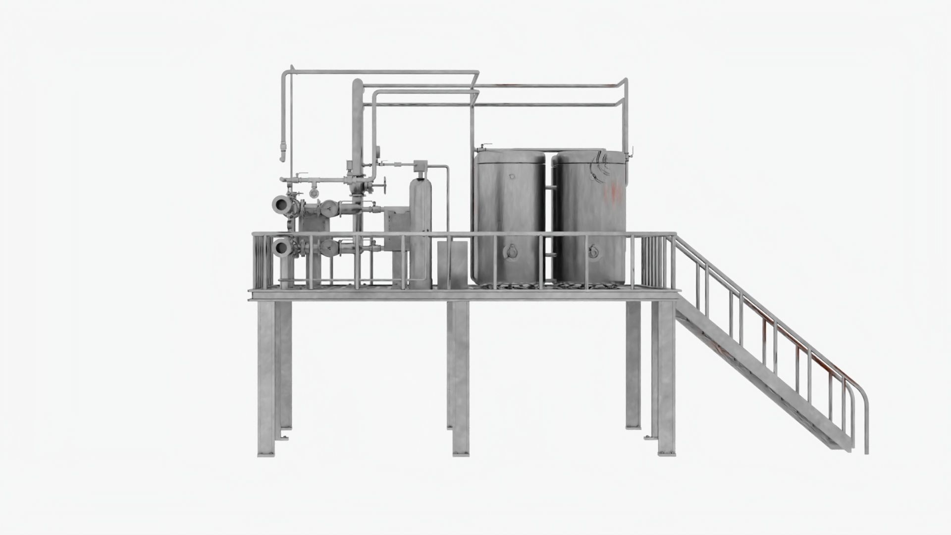 Factory Industrial Kitbash Low-poly 3D model_3