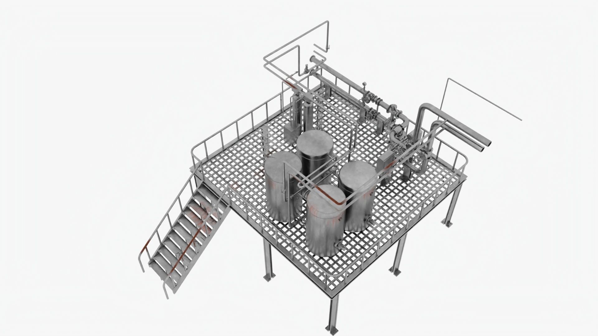 Factory Industrial Kitbash Low-poly 3D model_2