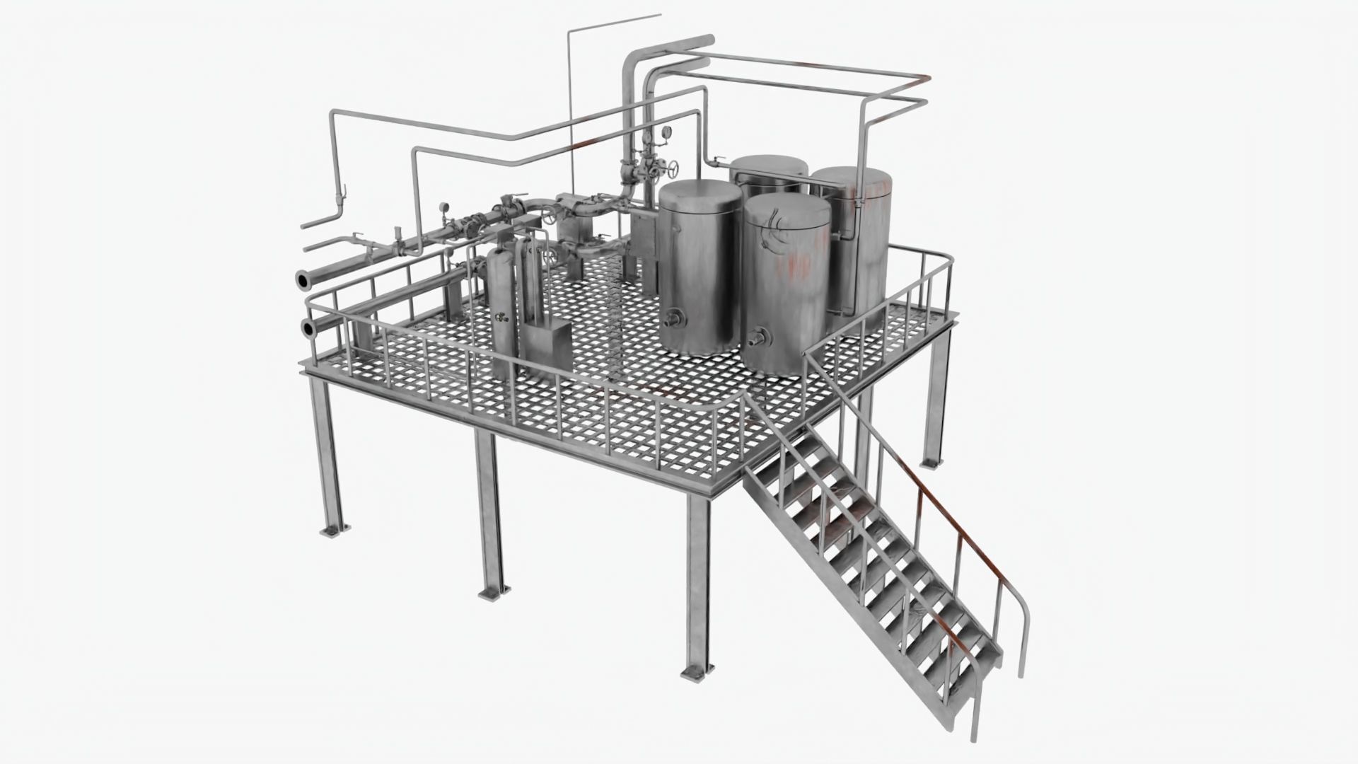 Factory Industrial Kitbash Low-poly 3D model_1