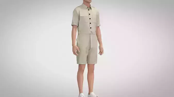 Men Jumpsuit - Short Sleeve