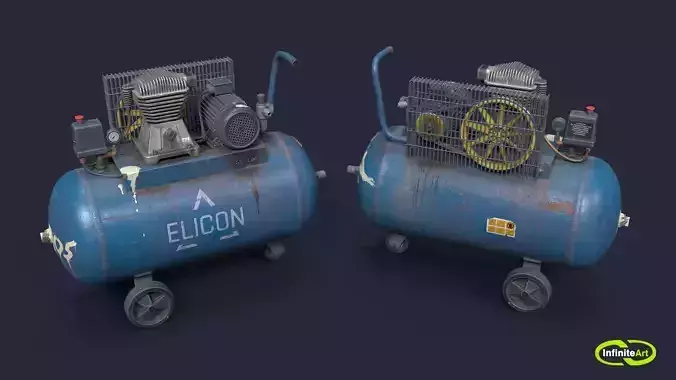 Compressor two air compressors Low-poly 3D model