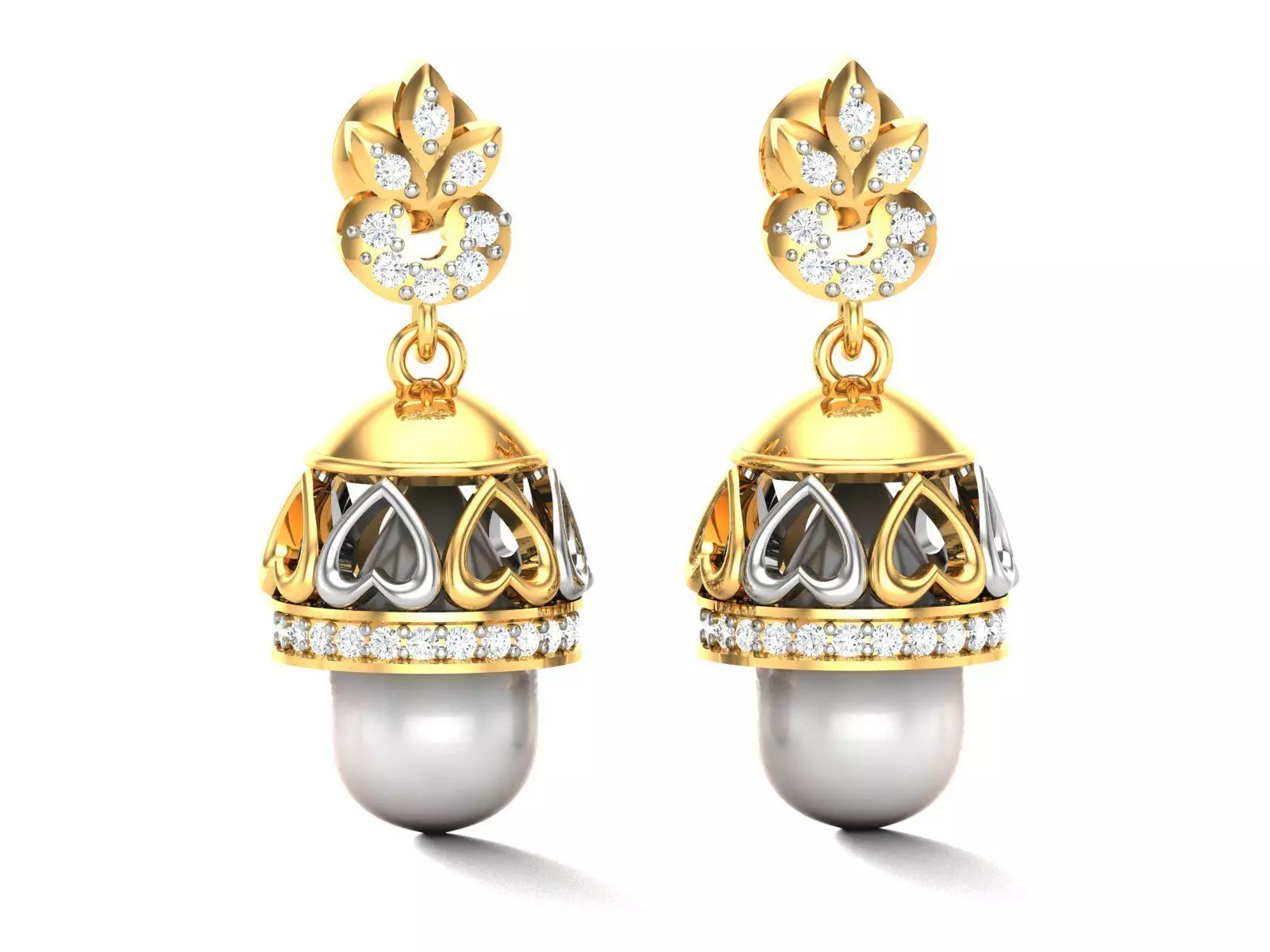 Women Jhumki Heart Earrings 3D print model