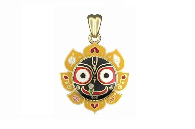 JAGANNATHJI PENDANT - FOR ENAMELING 3D print model