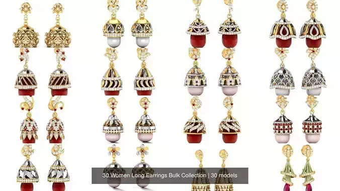 30 Women Long Earrings Bulk Collection