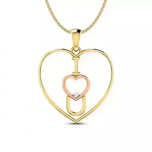 Solitaire Heart Pendant 3DM STL OBJ FBX Render Details 3D print model