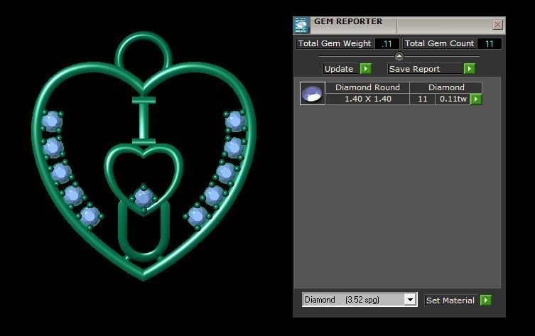 Solitaire Heart Pendant 3DM STL OBJ FBX Render Details 3D print model_1