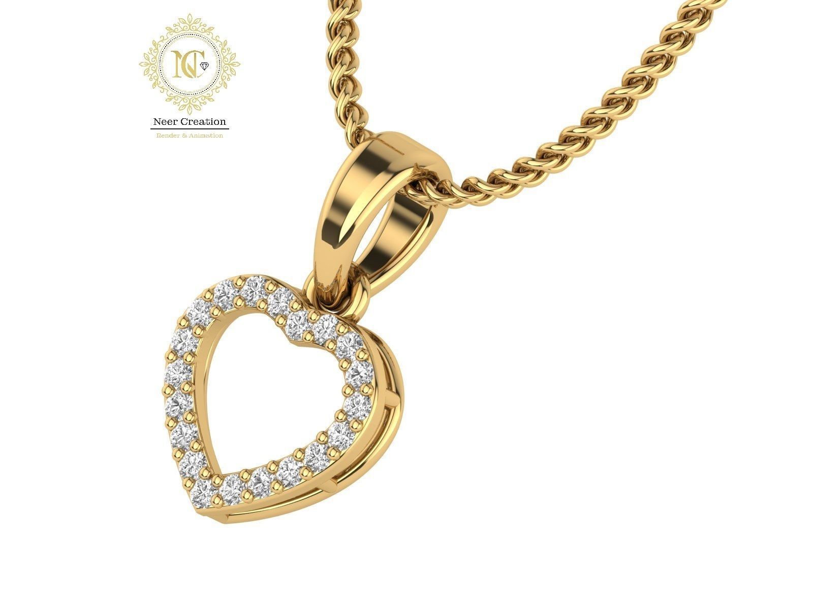 hert pendent 3D print model_2