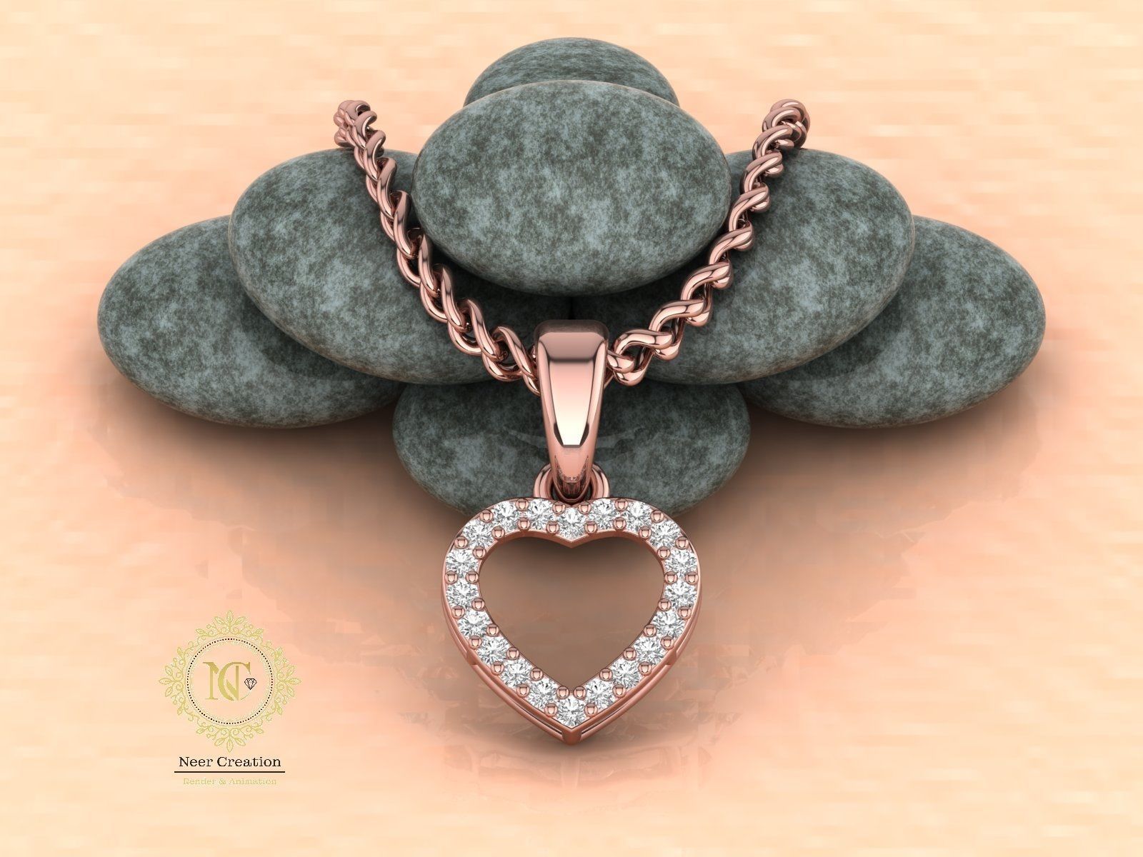 hert pendent 3D print model_5