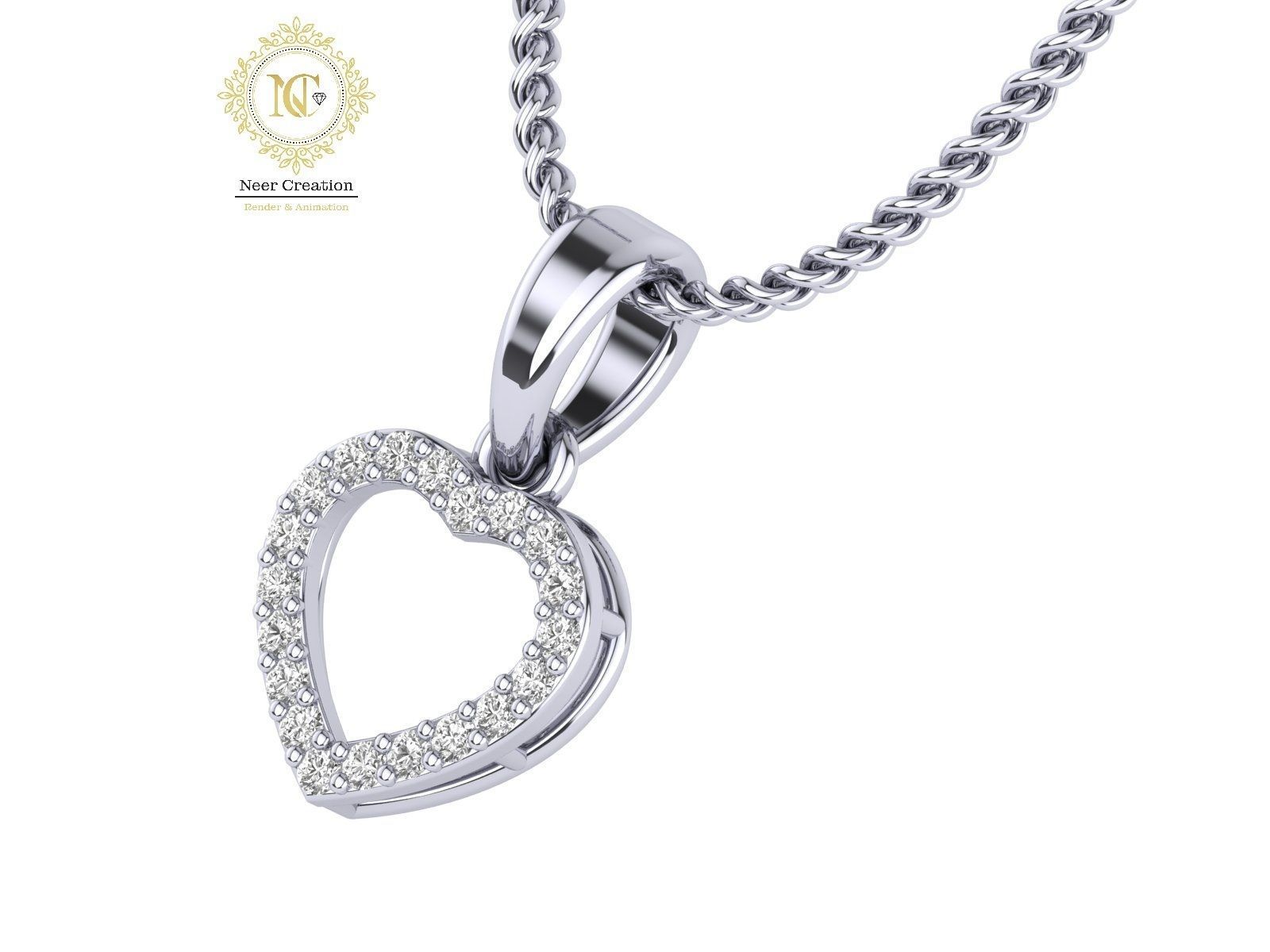 hert pendent 3D print model_1