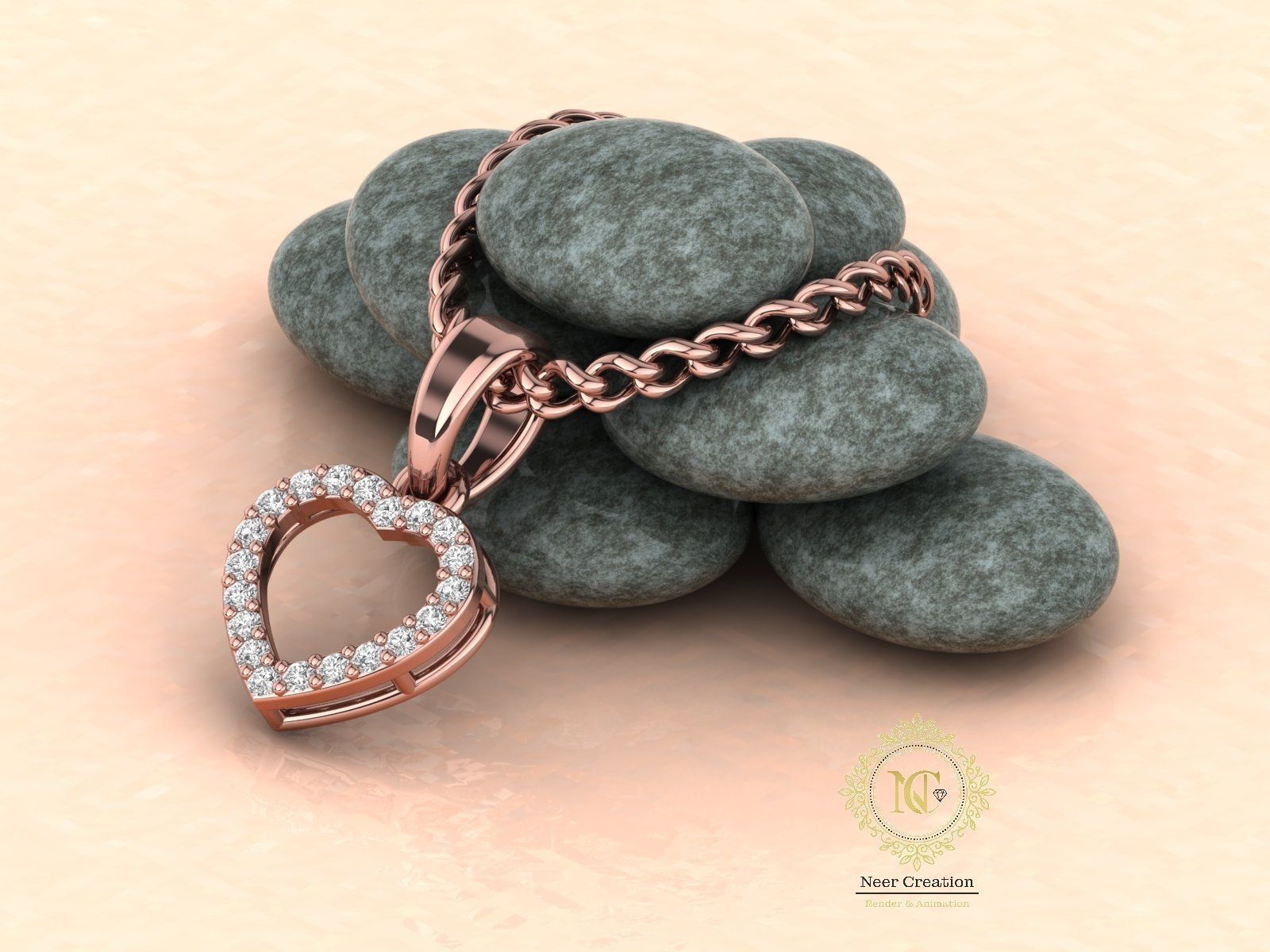 hert pendent 3D print model_6