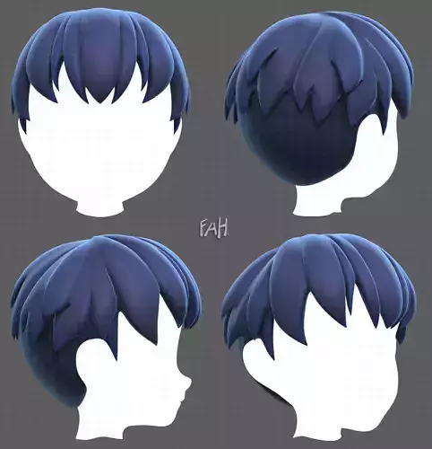 Base Hair for Boy V01 Low-poly 3D model