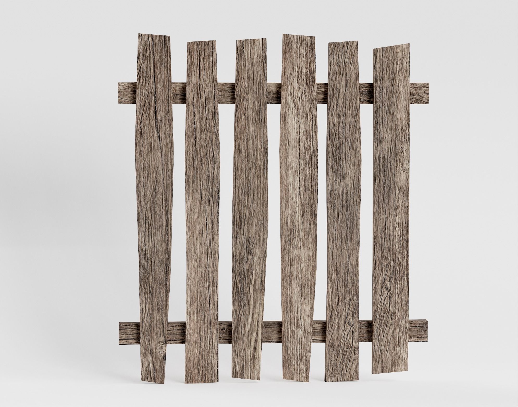 Old damaged raw wooden fence barrier A da1 Low-poly 3D model_10