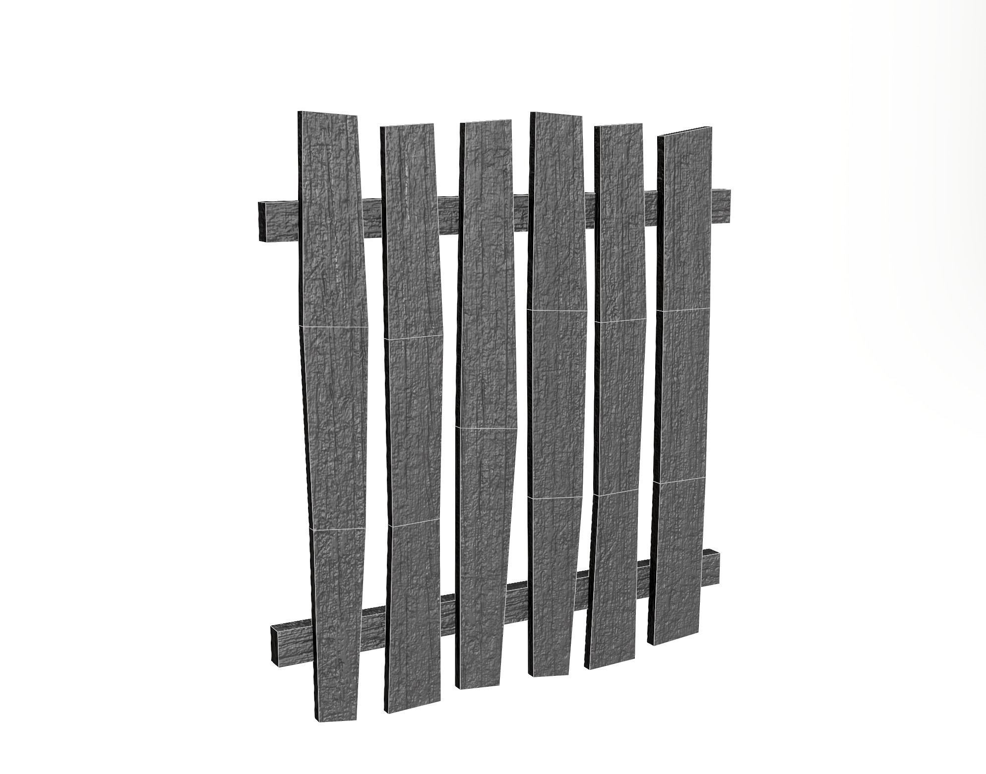 Old damaged raw wooden fence barrier A da1 Low-poly 3D model_22