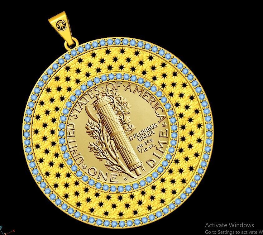 Coin Frame for Dime 3D print model_3