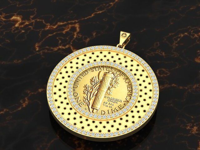 Coin Frame for Dime 3D print model_15