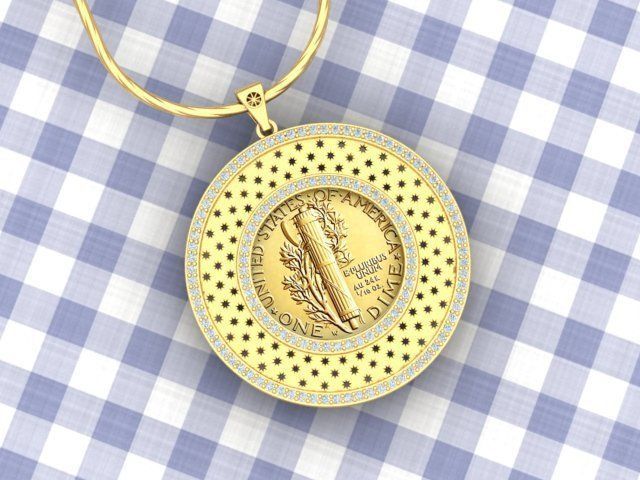 Coin Frame for Dime 3D print model_7