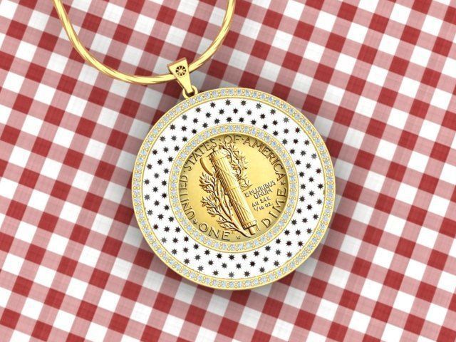 Coin Frame for Dime 3D print model_8