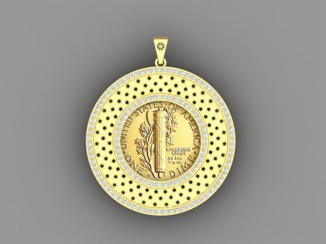 Coin Frame for Dime 3D print model_11