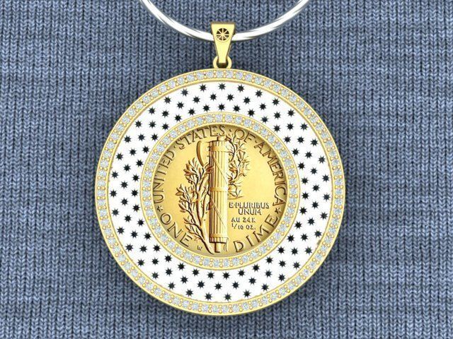 Coin Frame for Dime 3D print model_12