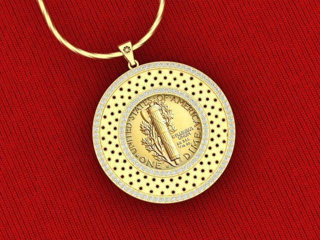 Coin Frame for Dime 3D print model_9