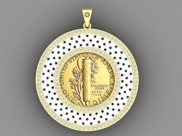 Coin Frame for Dime 3D print model_16