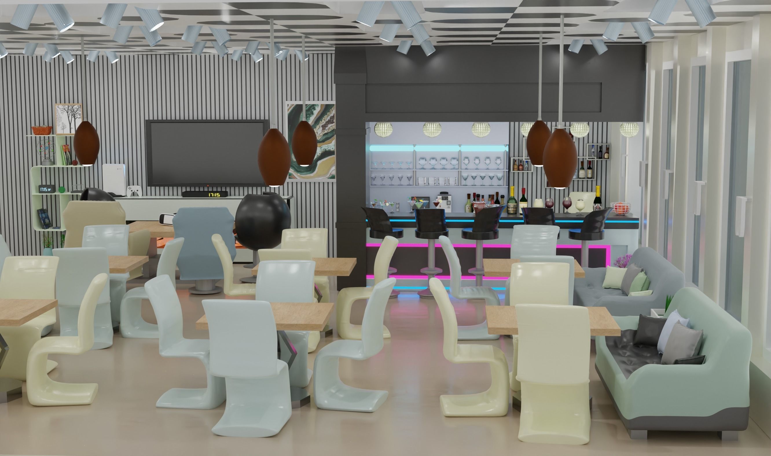 Hightech restaurant 3D model CGTrader