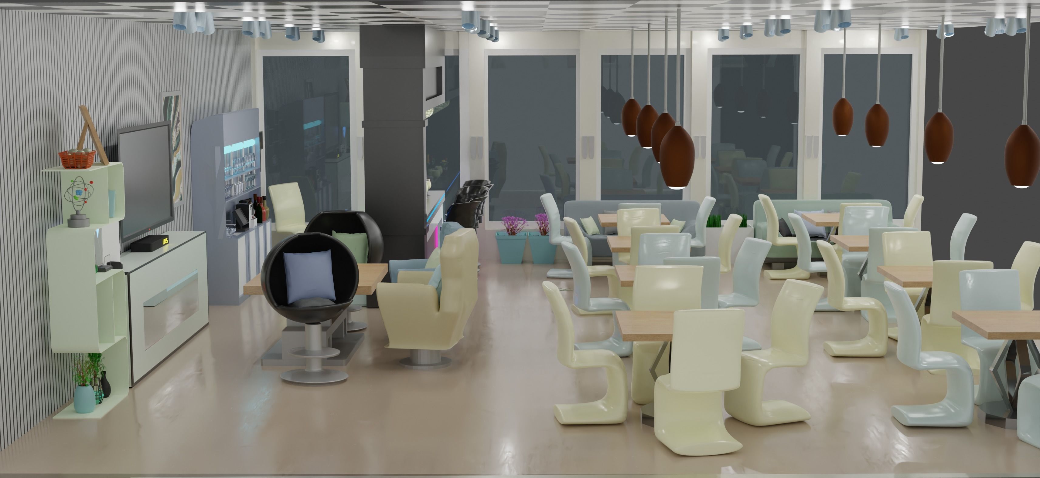 High-tech restaurant 3D model_1