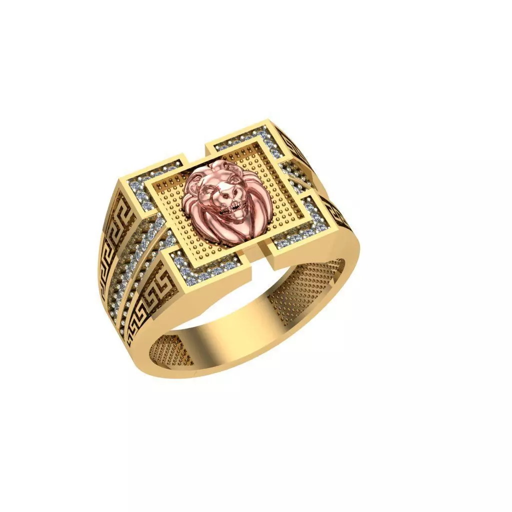 lion head mens ring men rings 3D print model_0