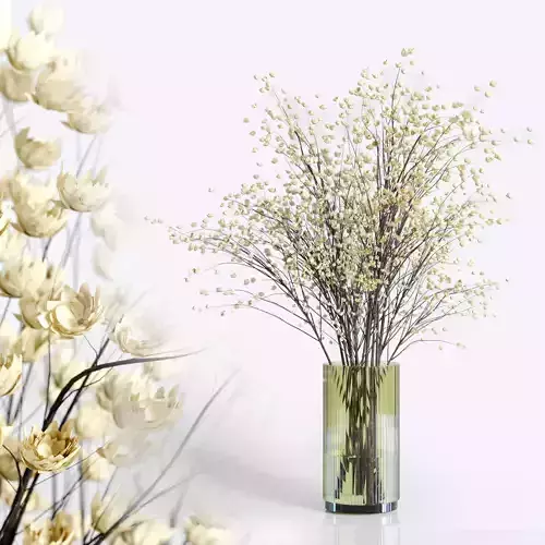 Yellow flowers with yellow galss vase bouquet 23