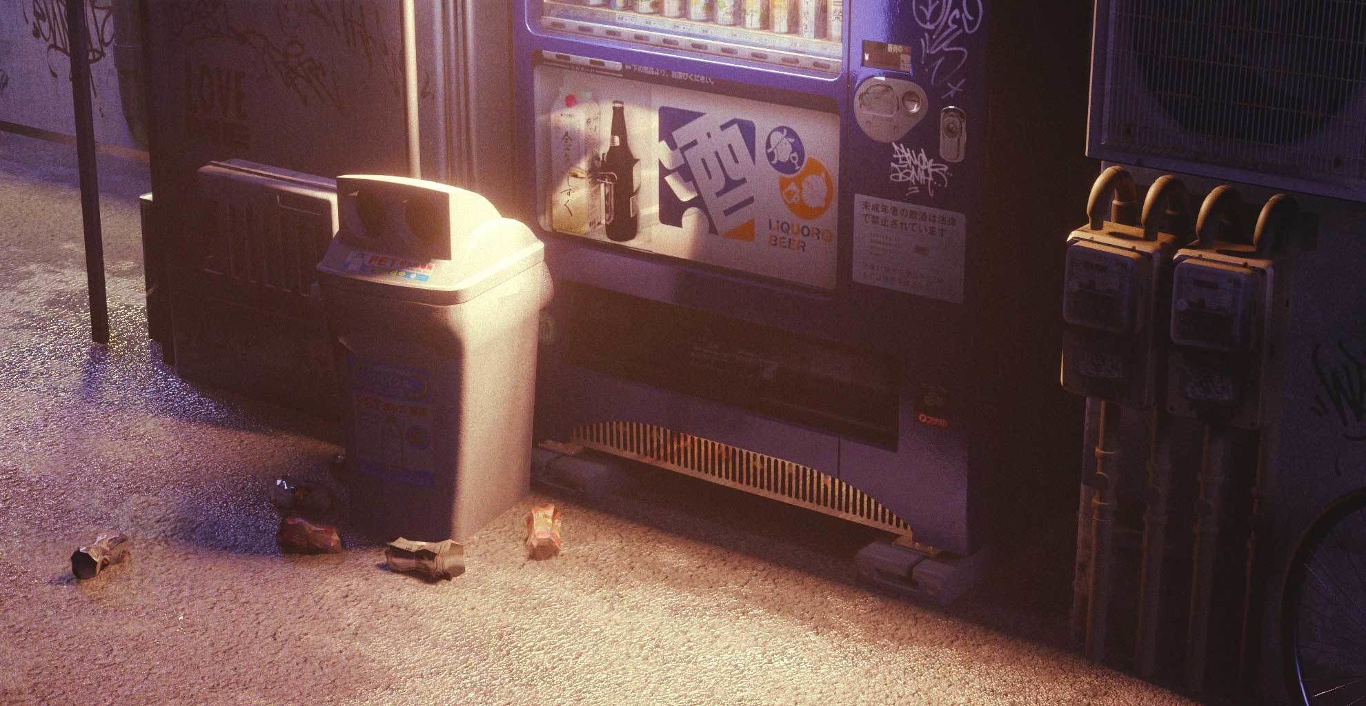 Cyberpunk Suburb Street 3D model_4