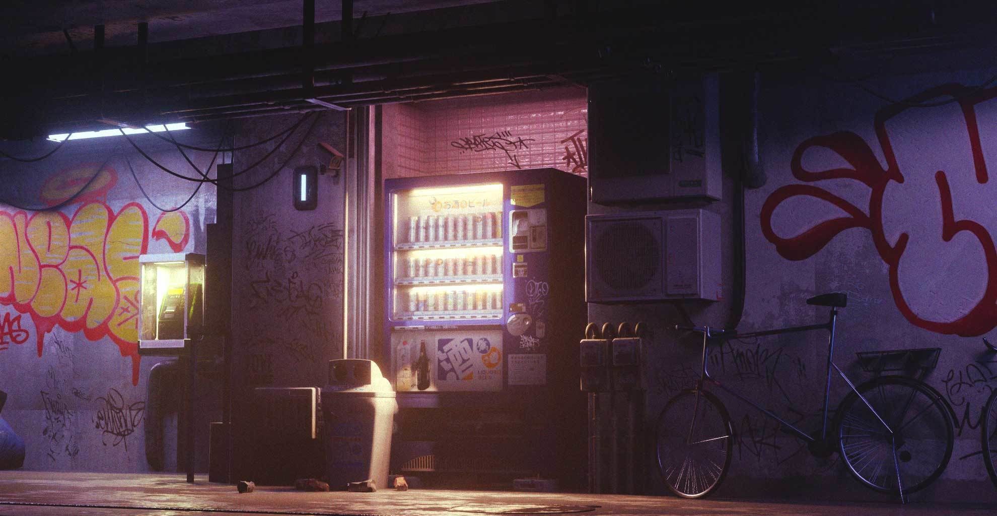 Cyberpunk Suburb Street 3D model_19