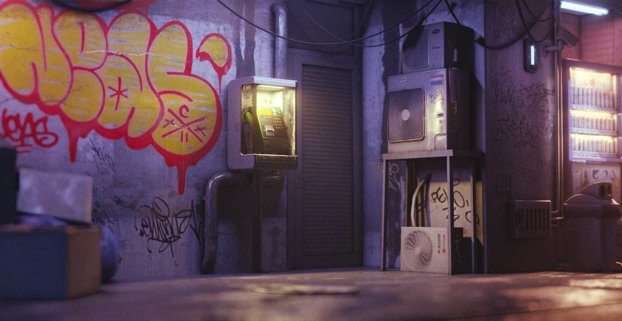 Cyberpunk Suburb Street 3D model_2