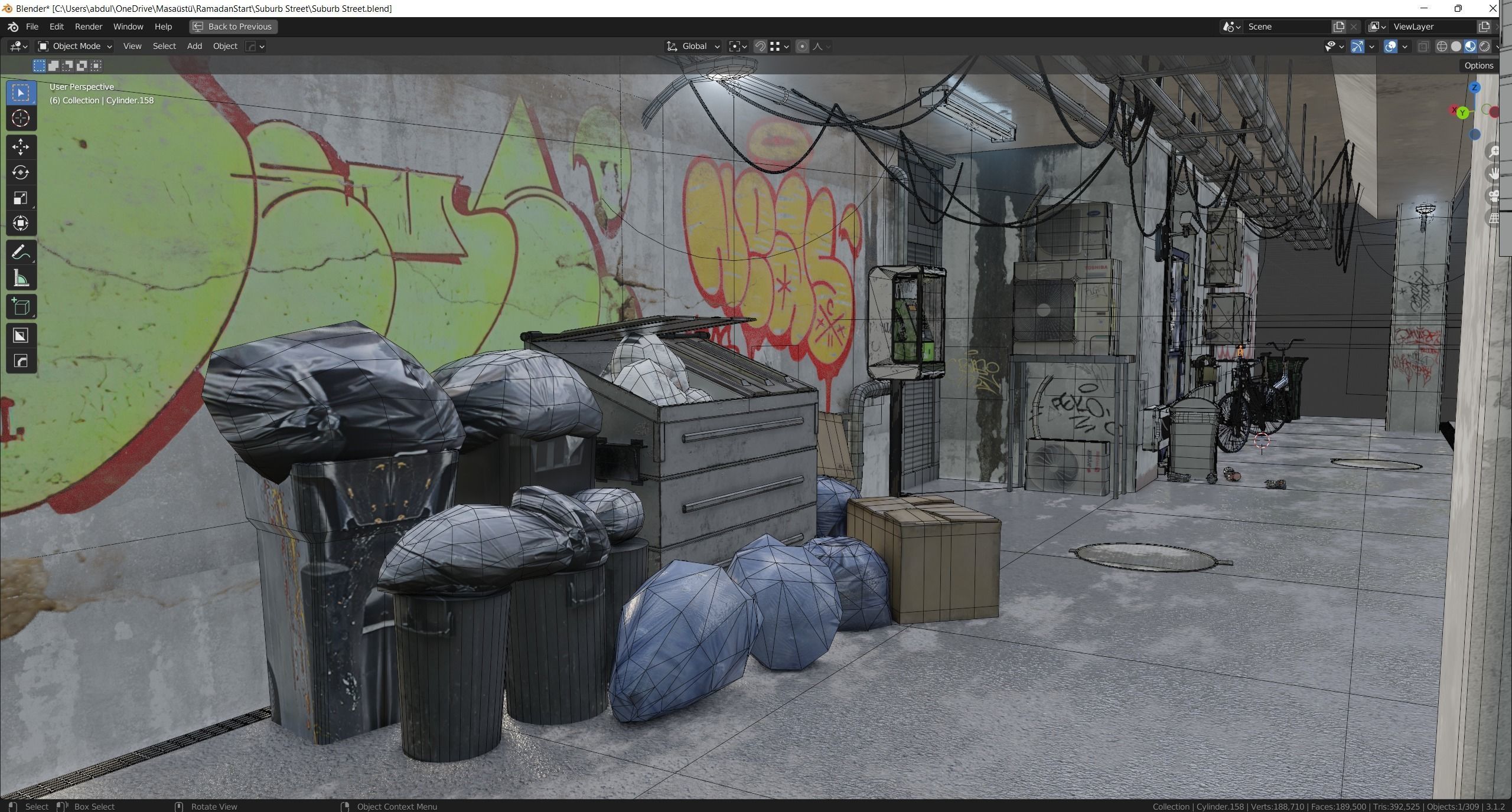 Cyberpunk Suburb Street 3D model_14