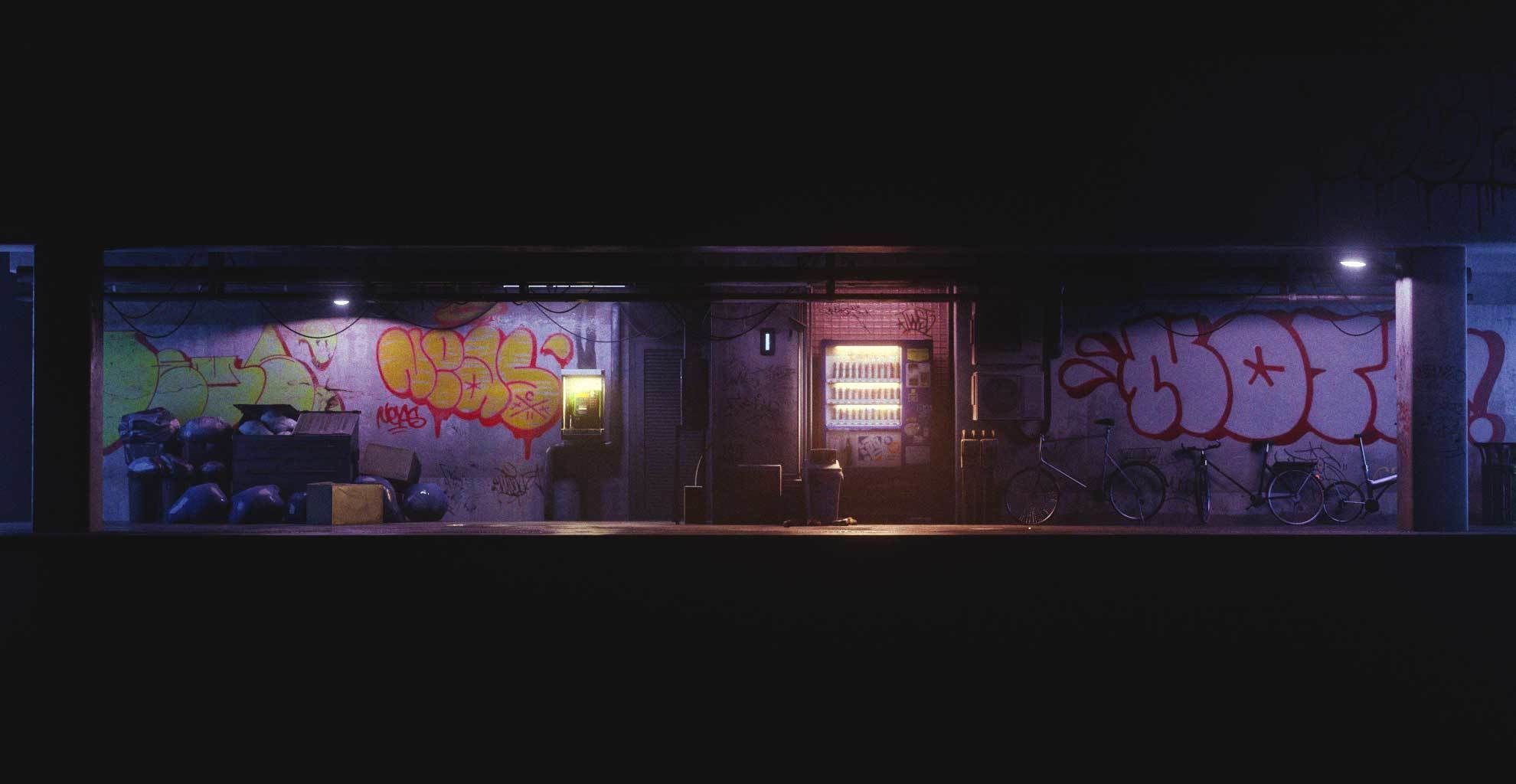 Cyberpunk Suburb Street 3D model_11