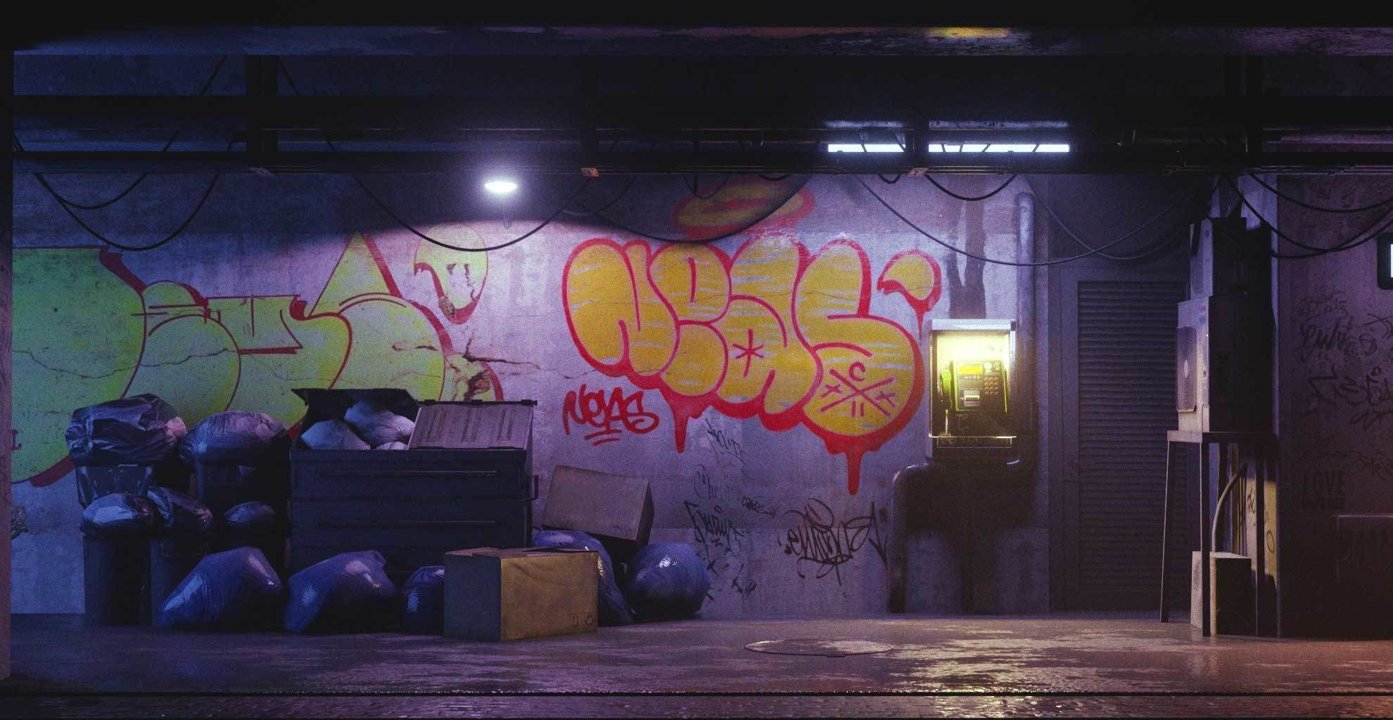 Cyberpunk Suburb Street 3D model_17