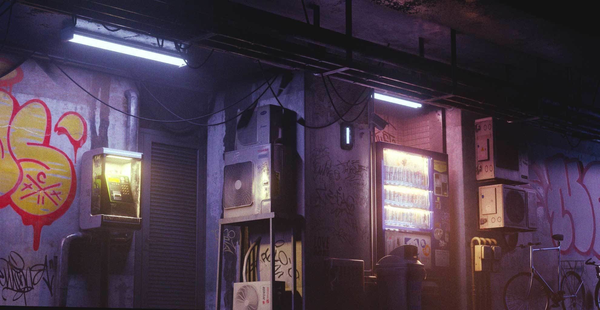 Cyberpunk Suburb Street 3D model_15