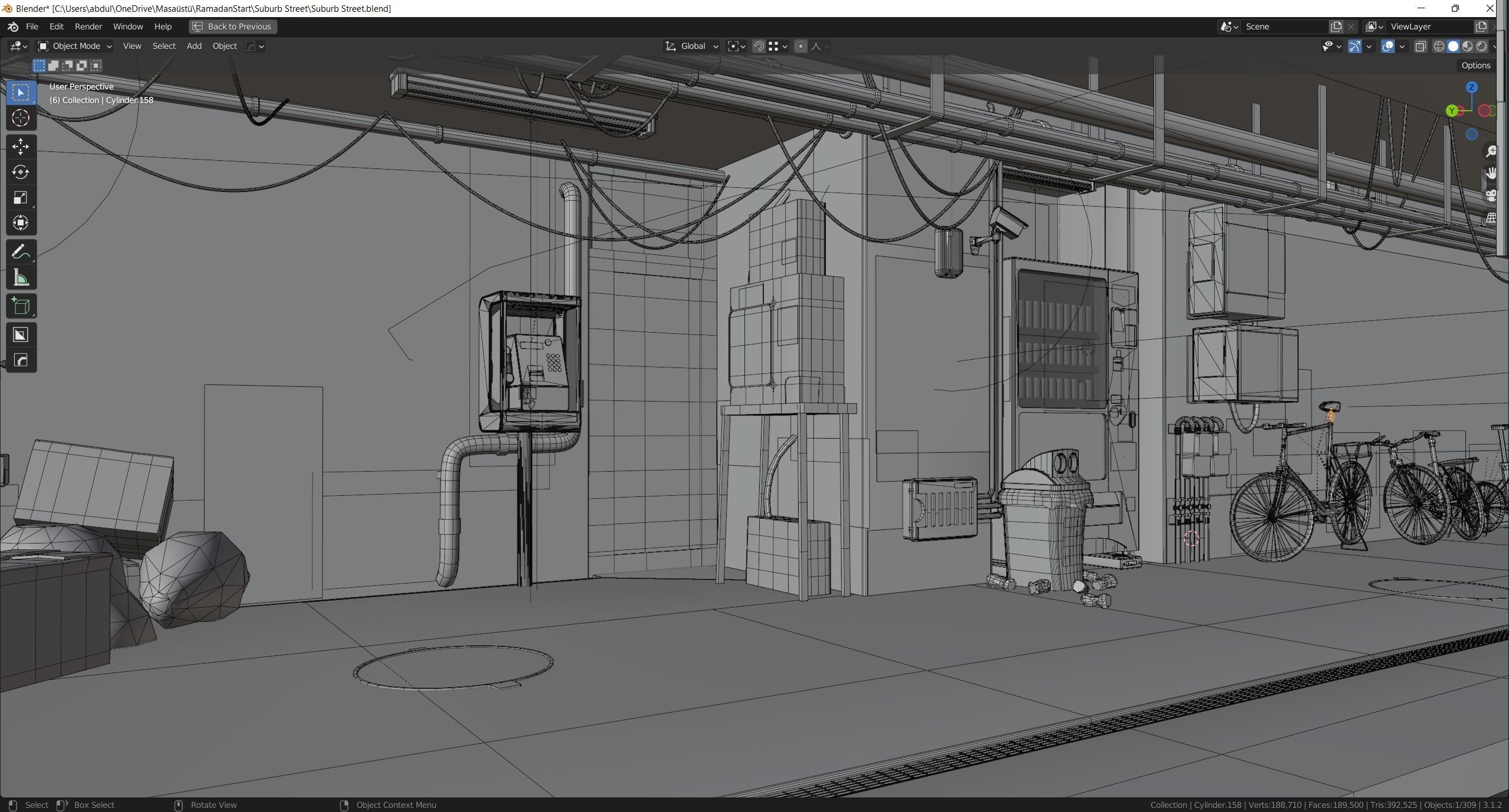 Cyberpunk Suburb Street 3D model_10