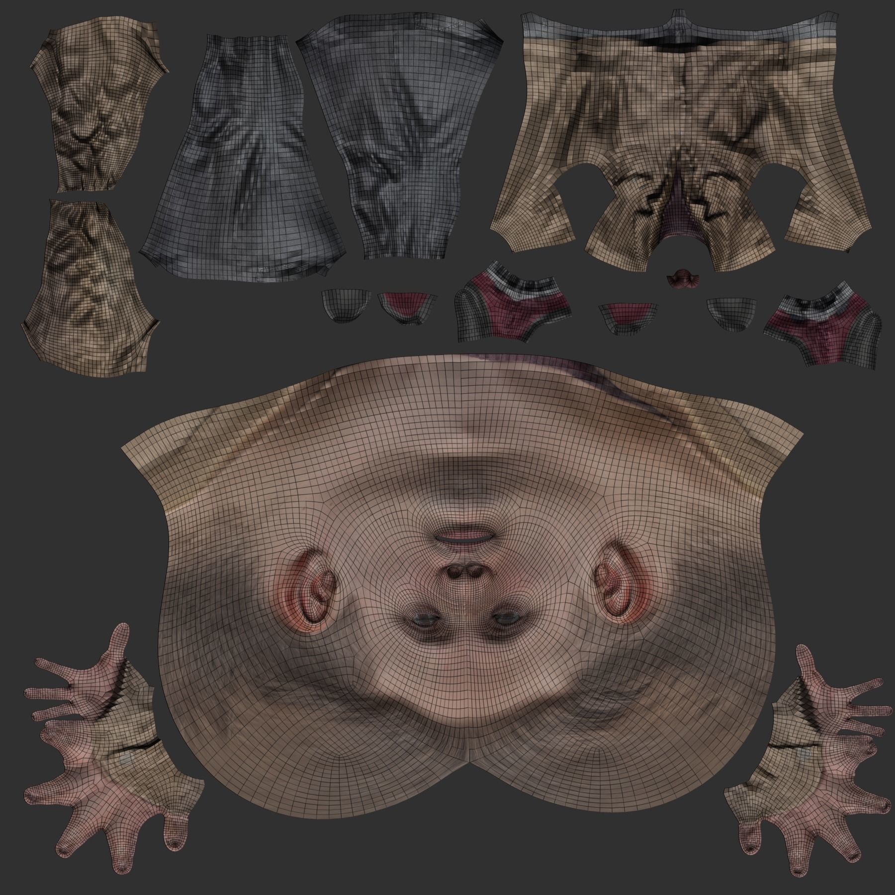 Young man in brown jacket in A-pose 372 Low-poly 3D model_8