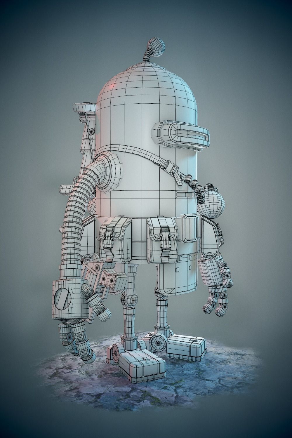 Rusty The Robot Low-poly 3D model_2