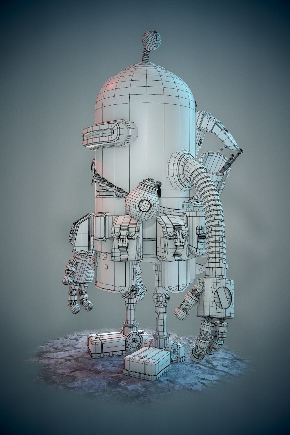 Rusty The Robot Low-poly 3D model_4