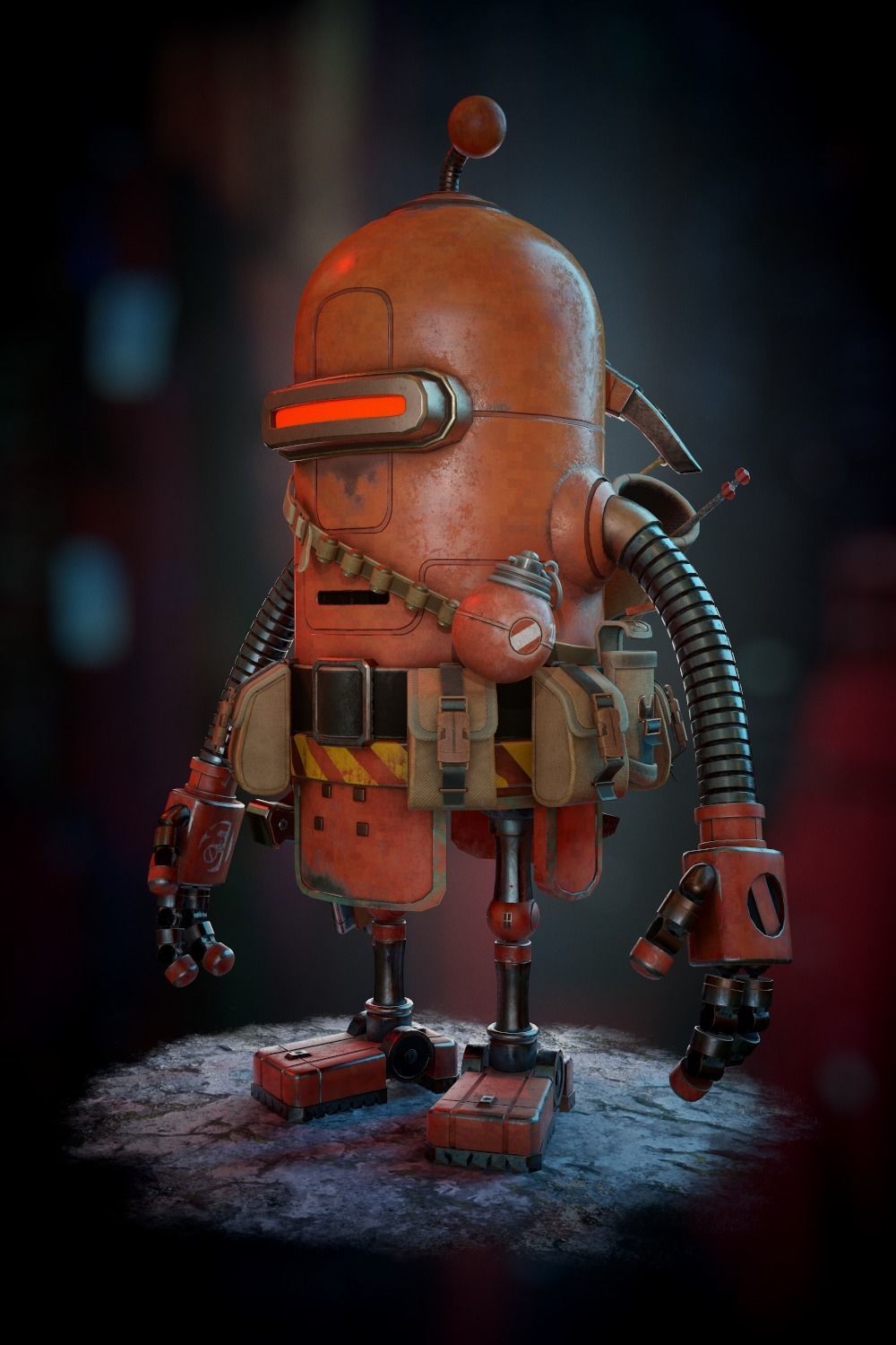 Rusty The Robot Low-poly 3D model_8